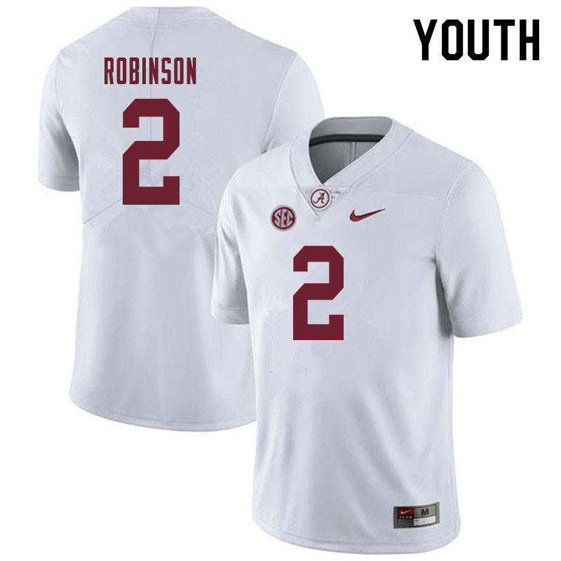 Alabama Crimson Tide Youth Keilan Robinson #2 White NCAA Nike Authentic Stitched 2019 College Football Jersey UP16F05WA
